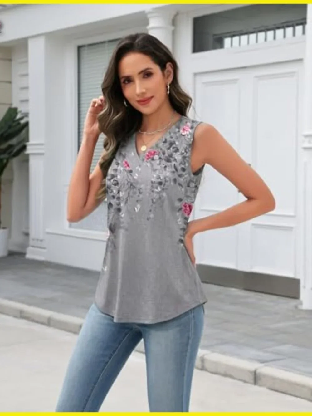 V-Neck Tank Top Loose Fit Sleeveless Blouse Business Casual Chic Summer Tops